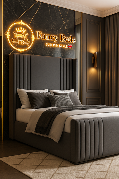 Luxe Vertical Ribbed Upholstered Bed Frame